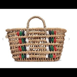 NEW Clare V Bruno leather / straw stripe handbag